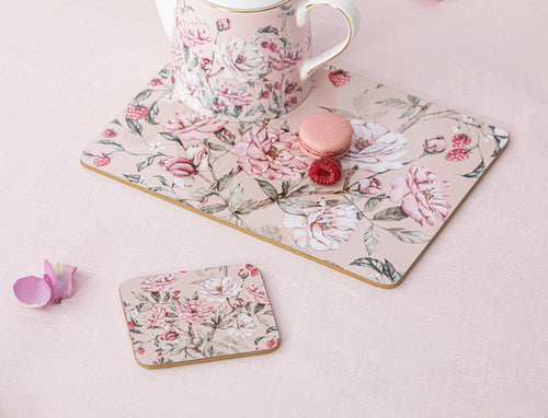 Ashdene Raspberry Rose 6pk Coaster