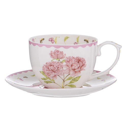 Ashdene Garden Bouquet Peony Pink Cup & Saucer