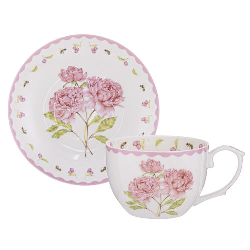Ashdene Garden Bouquet Peony Pink Cup & Saucer