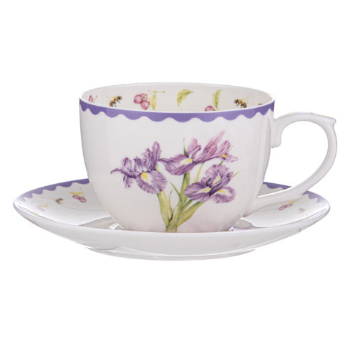 Ashdene Garden Bouquet Iris Purple Cup & Saucer