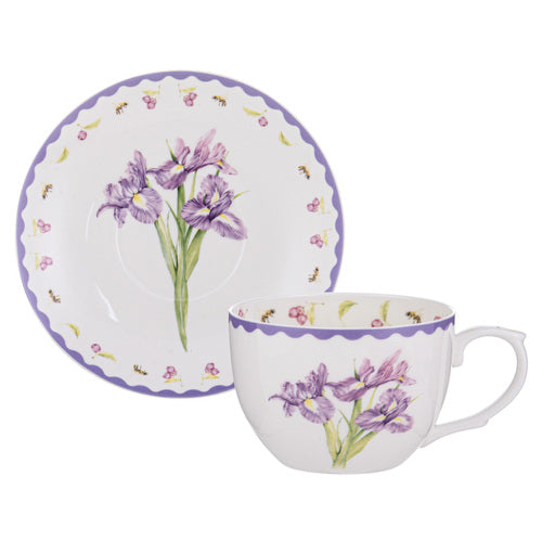 Ashdene Garden Bouquet Iris Purple Cup & Saucer