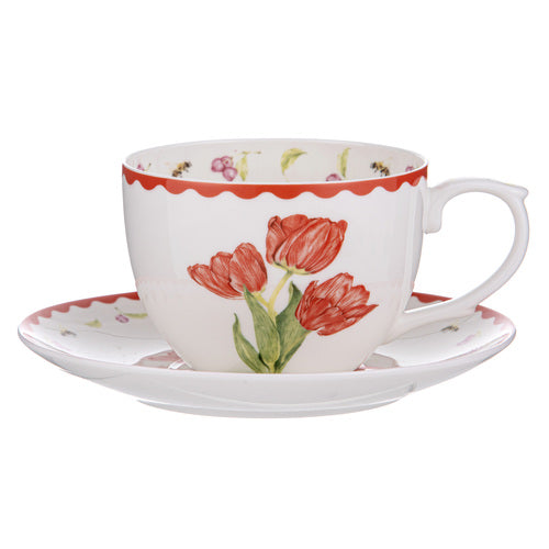 Ashdene Garden Bouquet Tulip Red Cup & Saucer