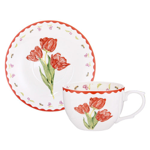 Ashdene Garden Bouquet Tulip Red Cup & Saucer