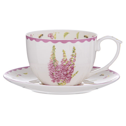Ashdene Garden Bouquet Foxglove Fuchsia Pink Cup & Saucer