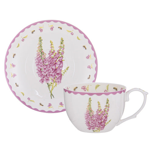 Ashdene Garden Bouquet Foxglove Fuchsia Pink Cup & Saucer