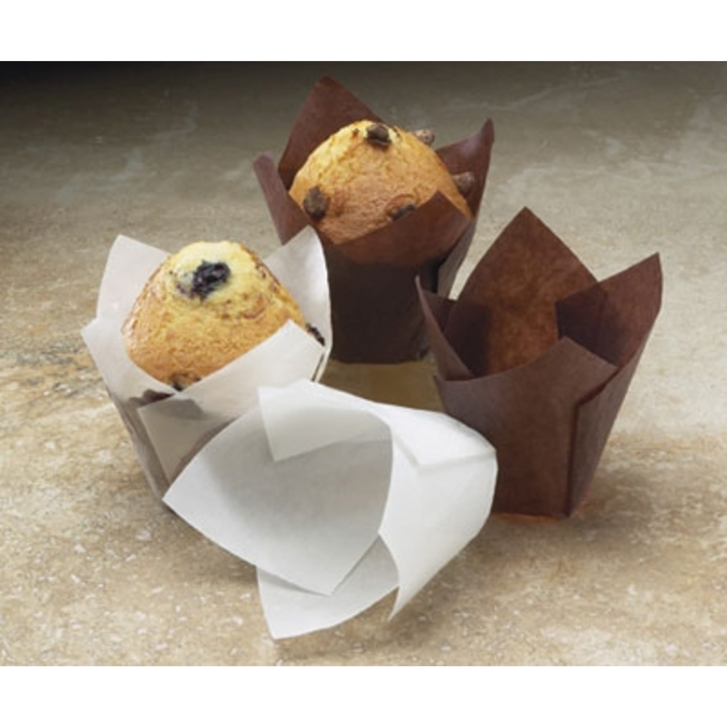 Catering Collection Tulip Muffin Wrap Brown (60mm high x 30mm base) (250 Pack)