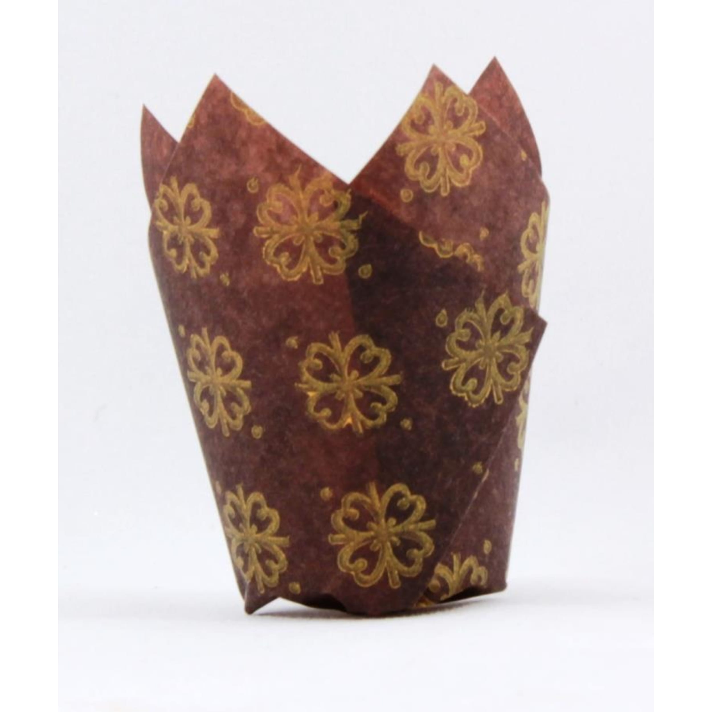 Catering Collection Tulip Muffin Wrap Gold Print Brown (60mmx30mm base) (250 Pack)