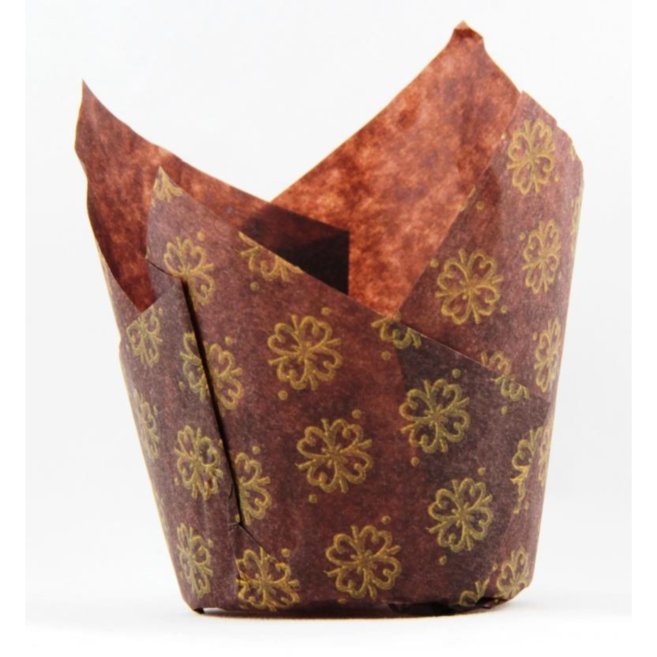Catering Collection Tulip Muffin Wrap Gold Print Brown (90mmx60mm base) (250 Pack)