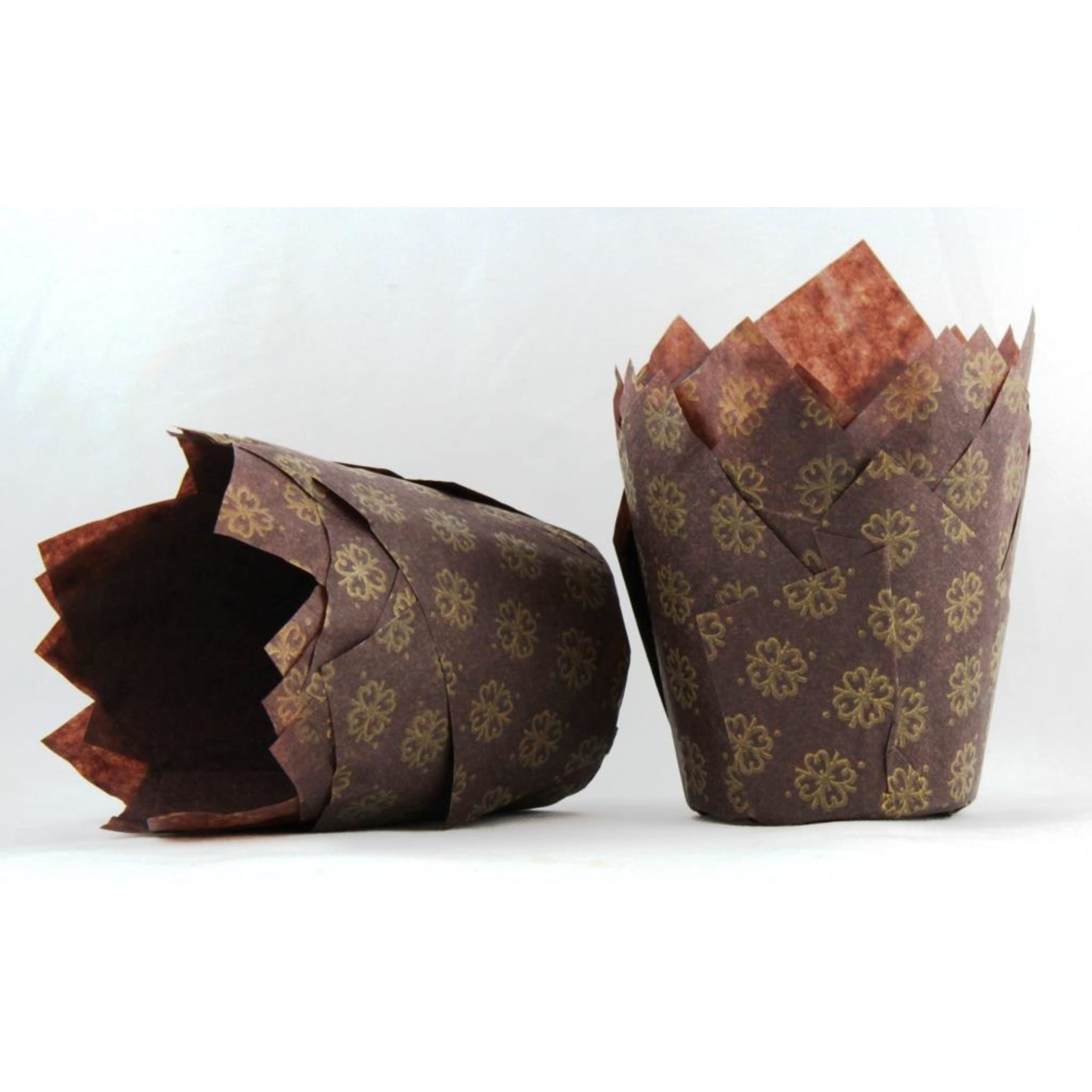 Catering Collection Tulip Muffin Wrap Gold Print Brown (90mmx60mm base) (250 Pack)