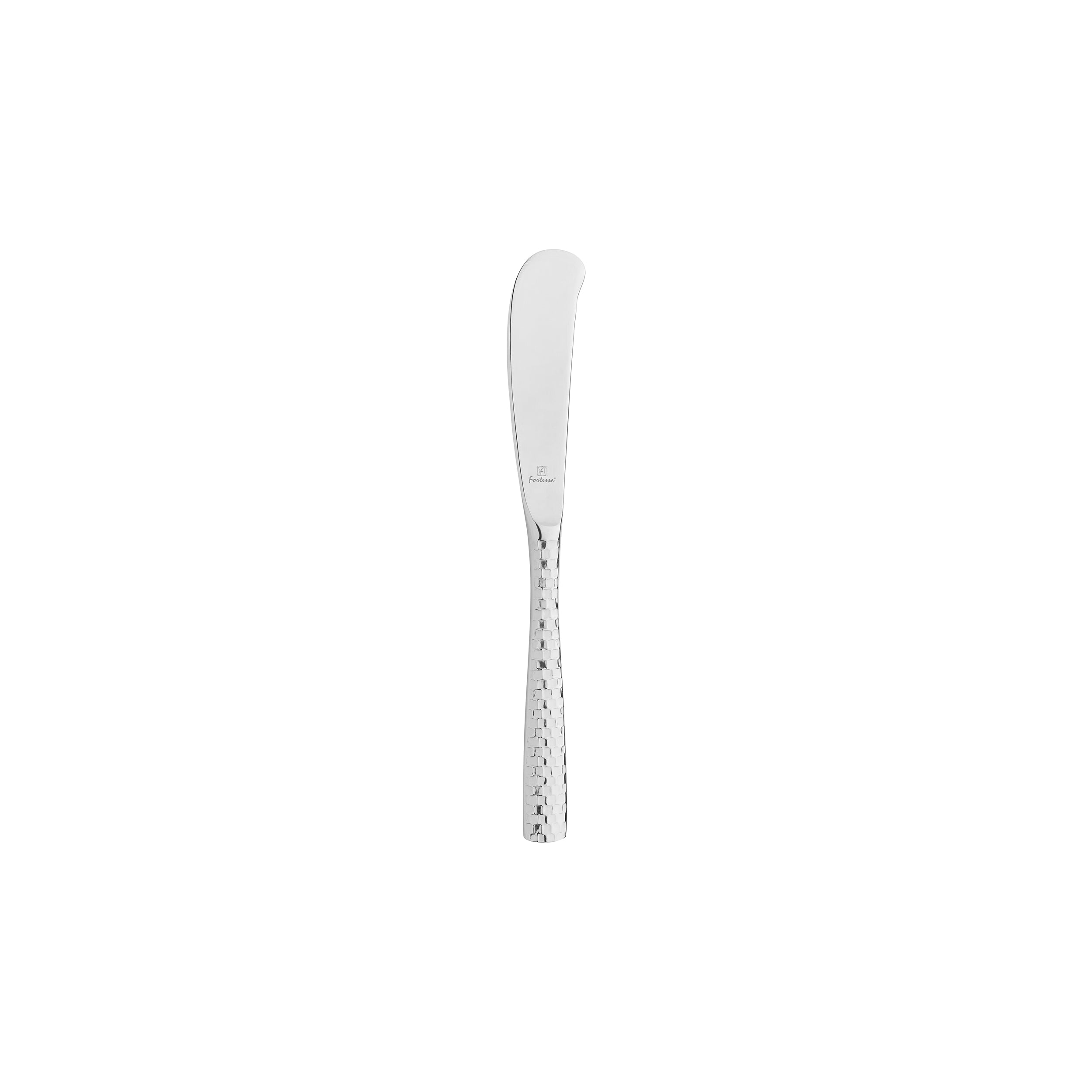 Fortessa Lucca Faceted Butter Knife (Solid Handle - Silver) (12 Pack)