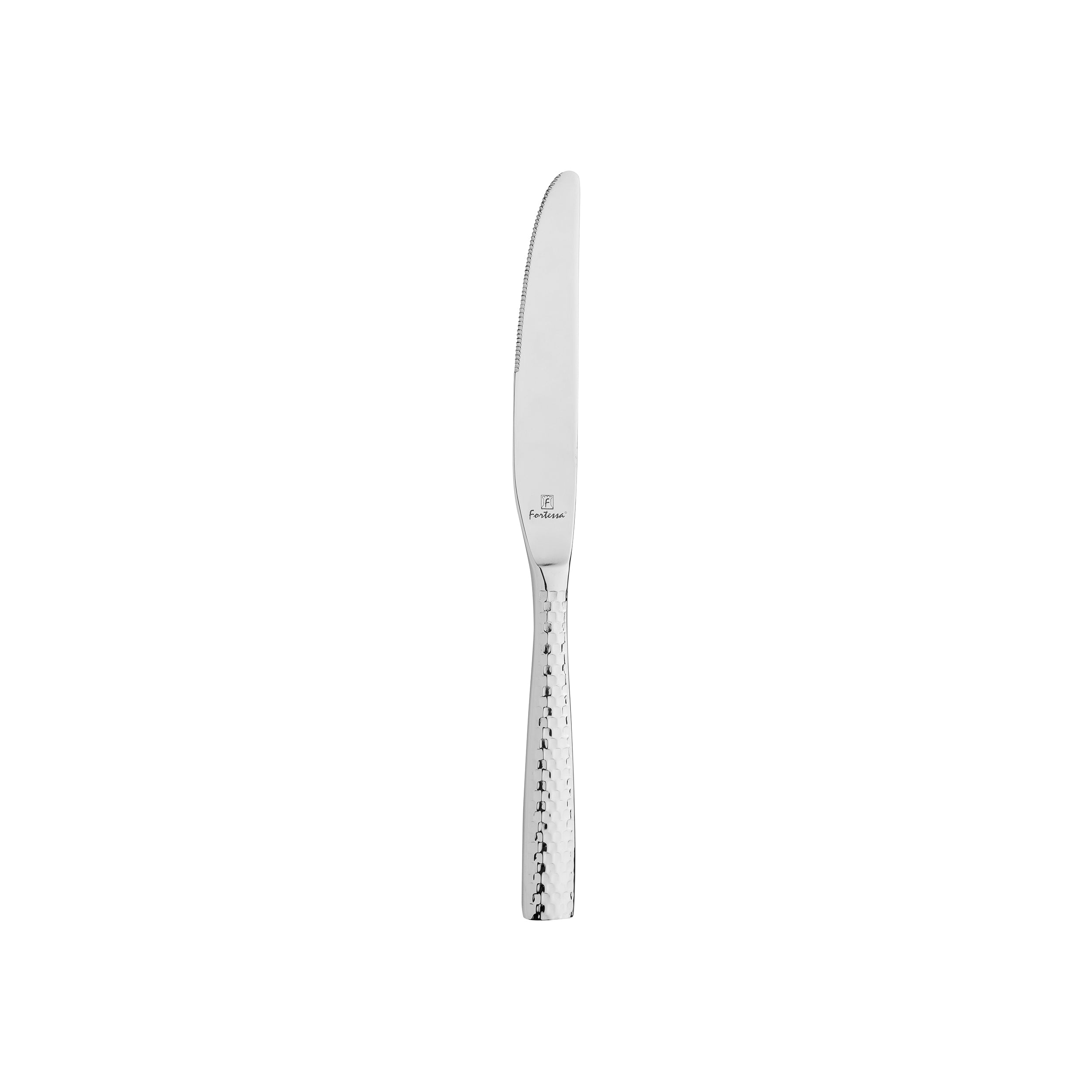 Fortessa Lucca Faceted Dessert Knife (Solid Handle - Silver) (12 Pack)