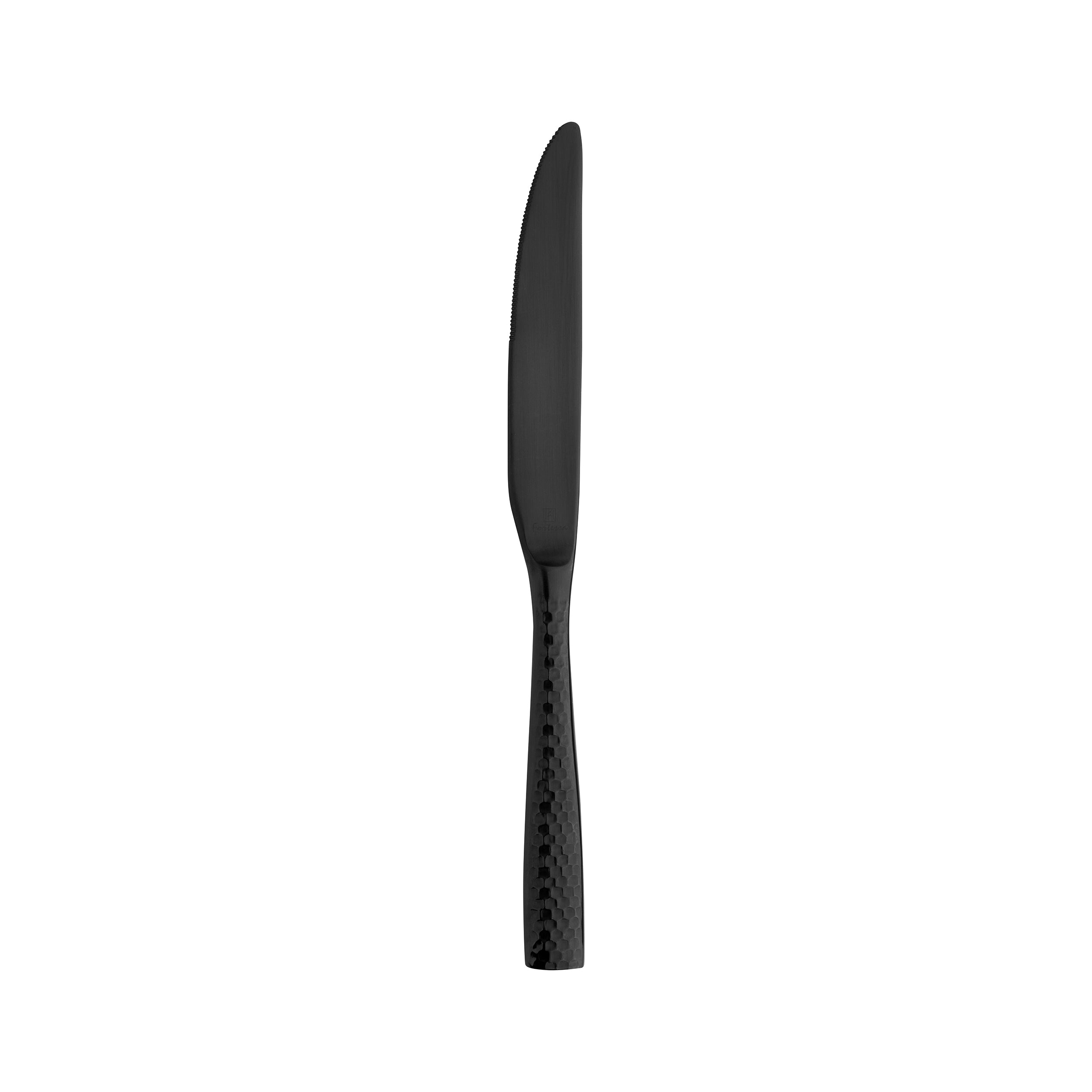 Fortessa Lucca Faceted Matte Black Table Knife (Solid Handle) (12 Pack)
