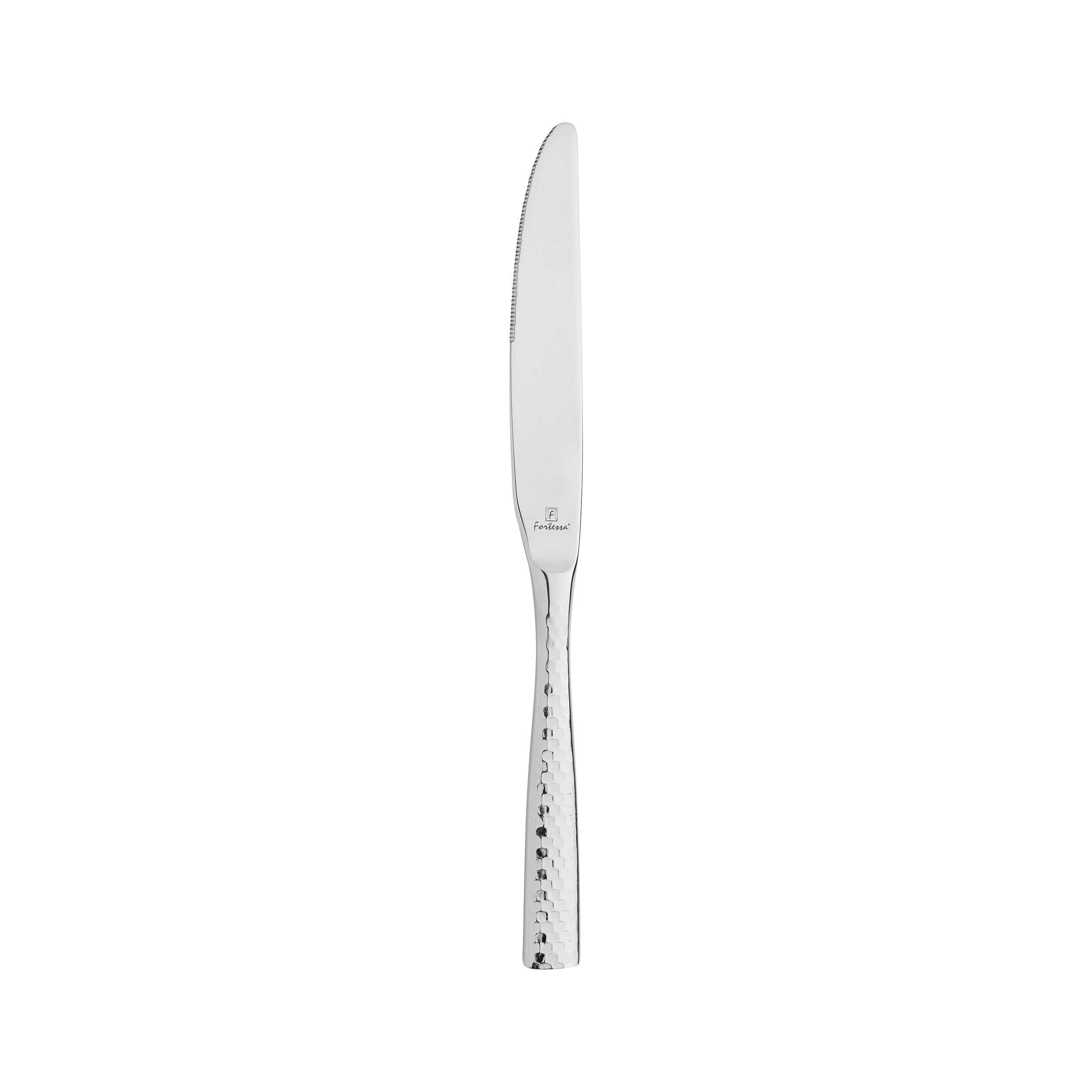 Fortessa Lucca Faceted Table Knife (Solid Handle - Silver) (12 Pack)