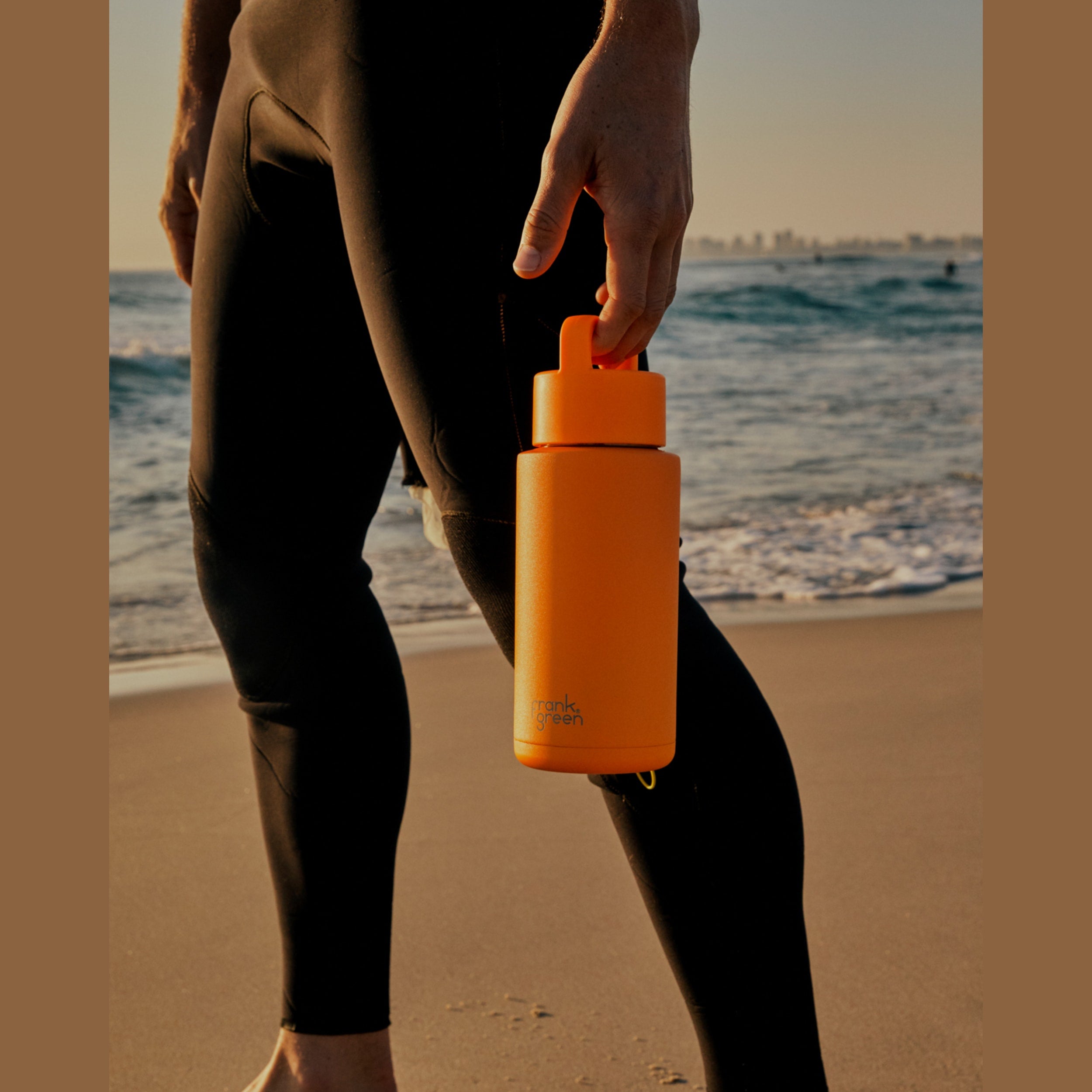 frank green 34oz Reusable Bottle (Grip) - Neon Orange