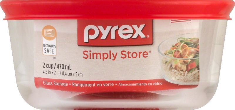 Pyrex Glass Round Container - Red (473mL)