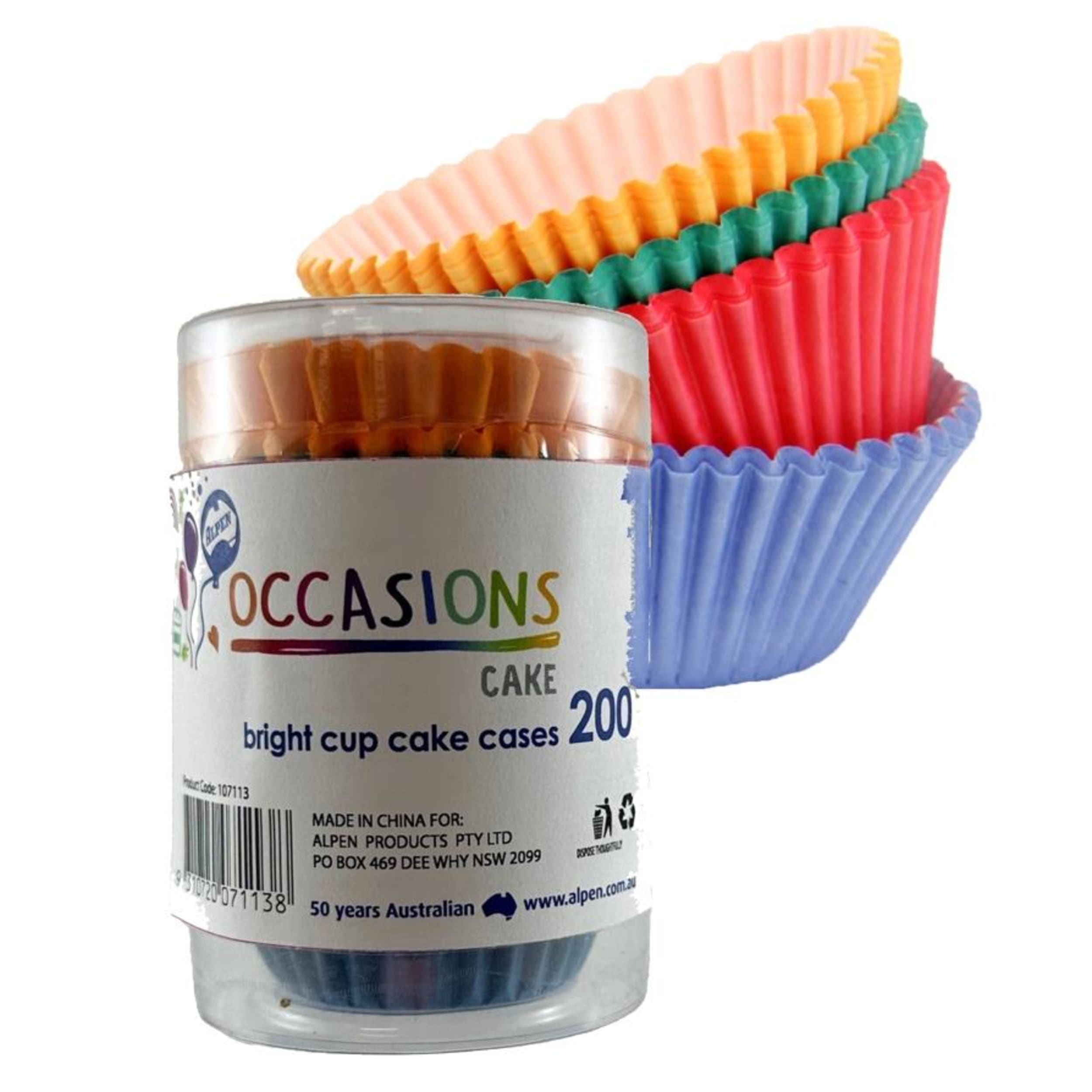 Catering Collection Cup Cake Cases Bright Assorted (38x21mm) (200 Pack)