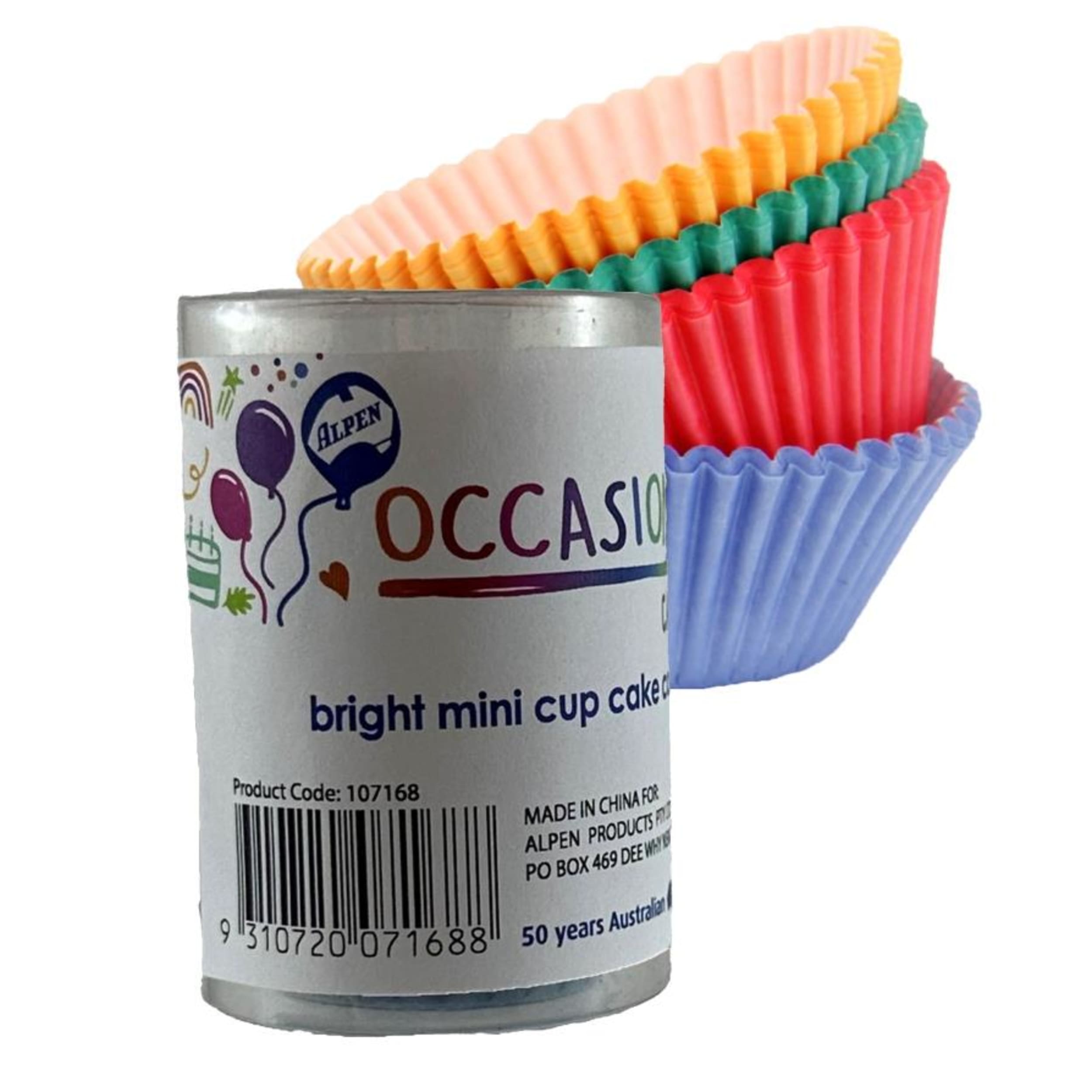 Catering Collection Mini Cup Cake Cases Bright Assorted (30x20mm) (100 Pack)