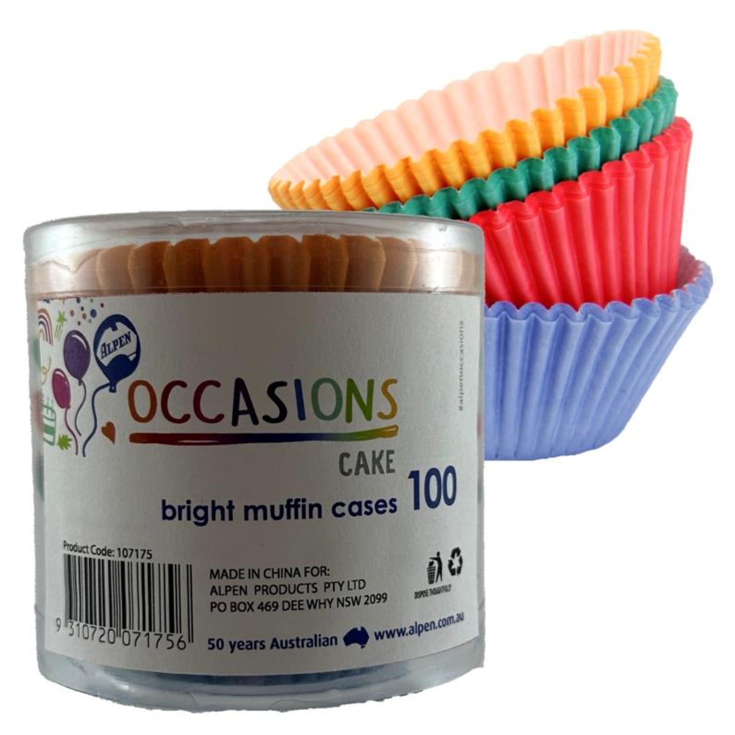 Catering Collection Muffin Case Bright Assorted (55x29.5mm) (100 Pack)