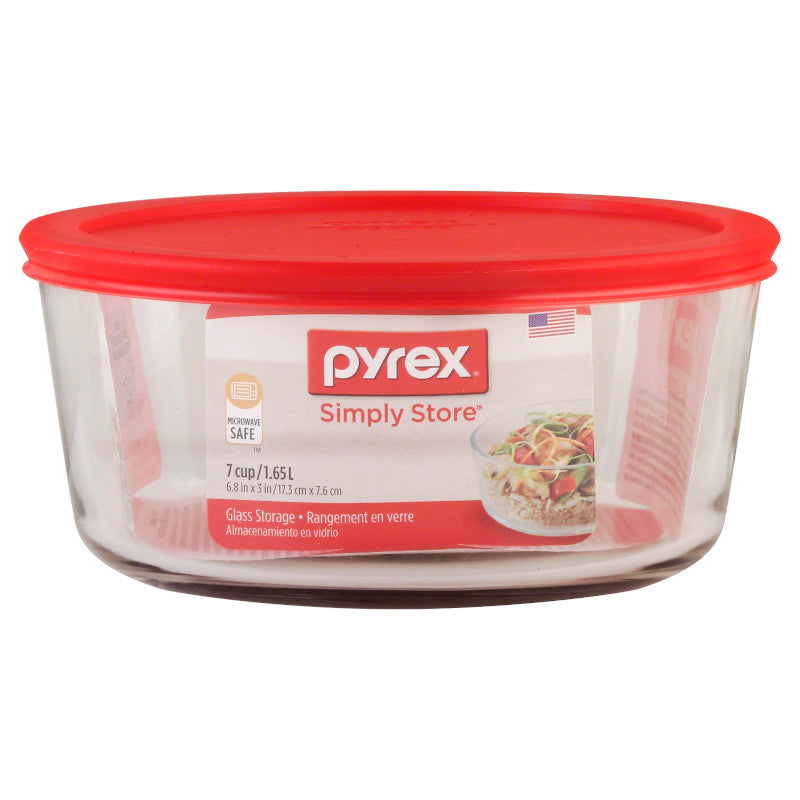 Pyrex Glass Round Container - Red (1.65L)