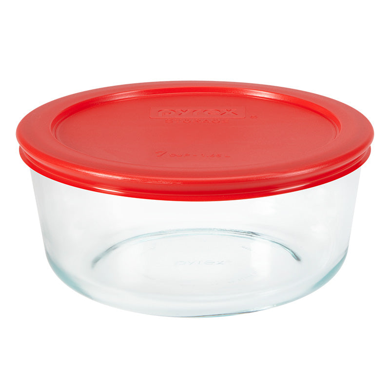 Pyrex Glass Round Container - Red (1.65L)