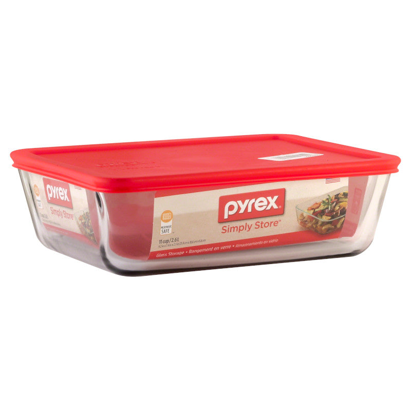 Pyrex Glass Rectangle Container - Red (2.6L)