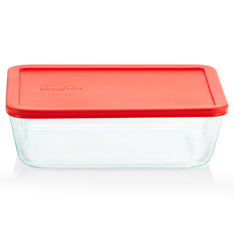 Pyrex Glass Rectangle Container - Red (2.6L)