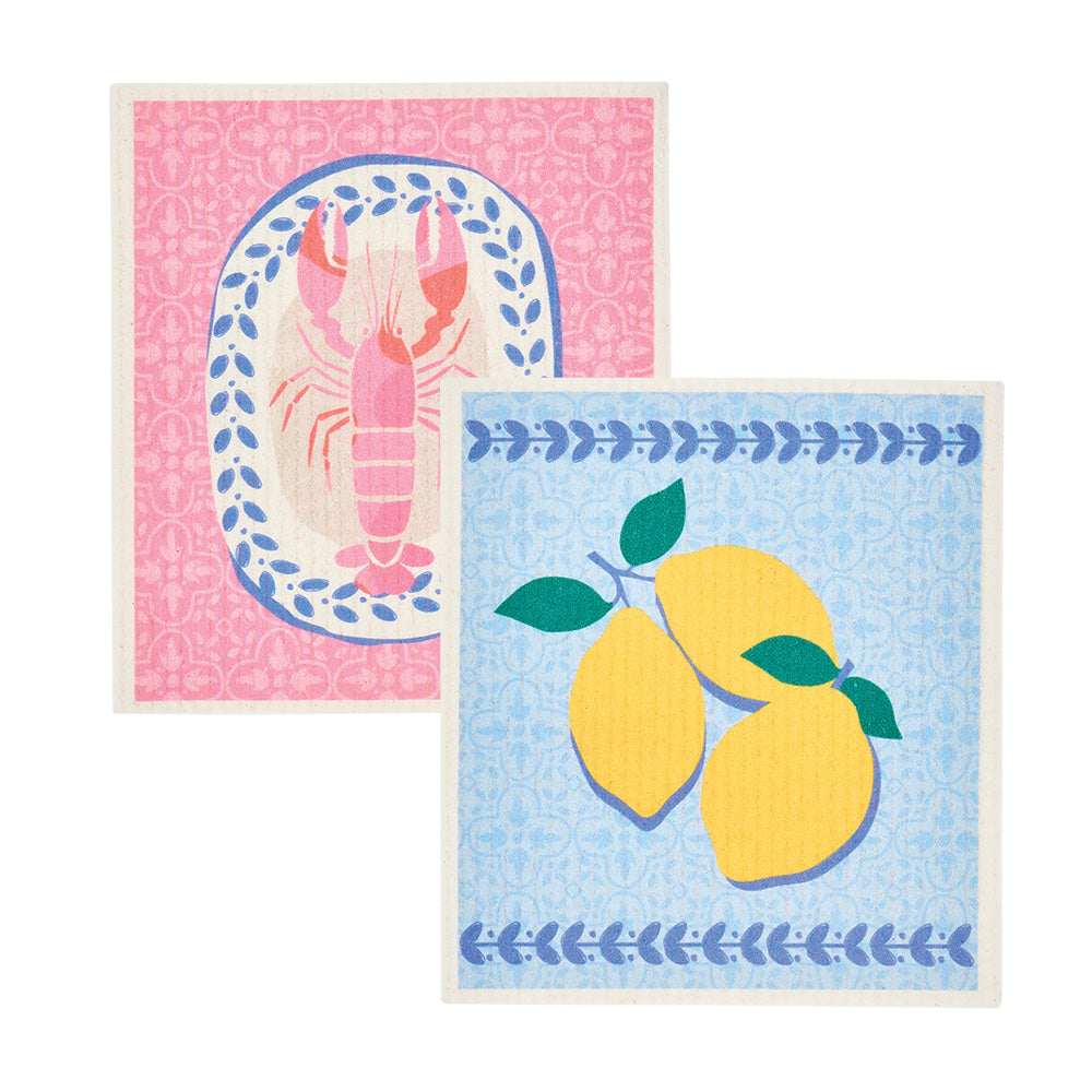 Annabel Trends Swedish Style Dish Cloths 2pc Lobster & Lemons
