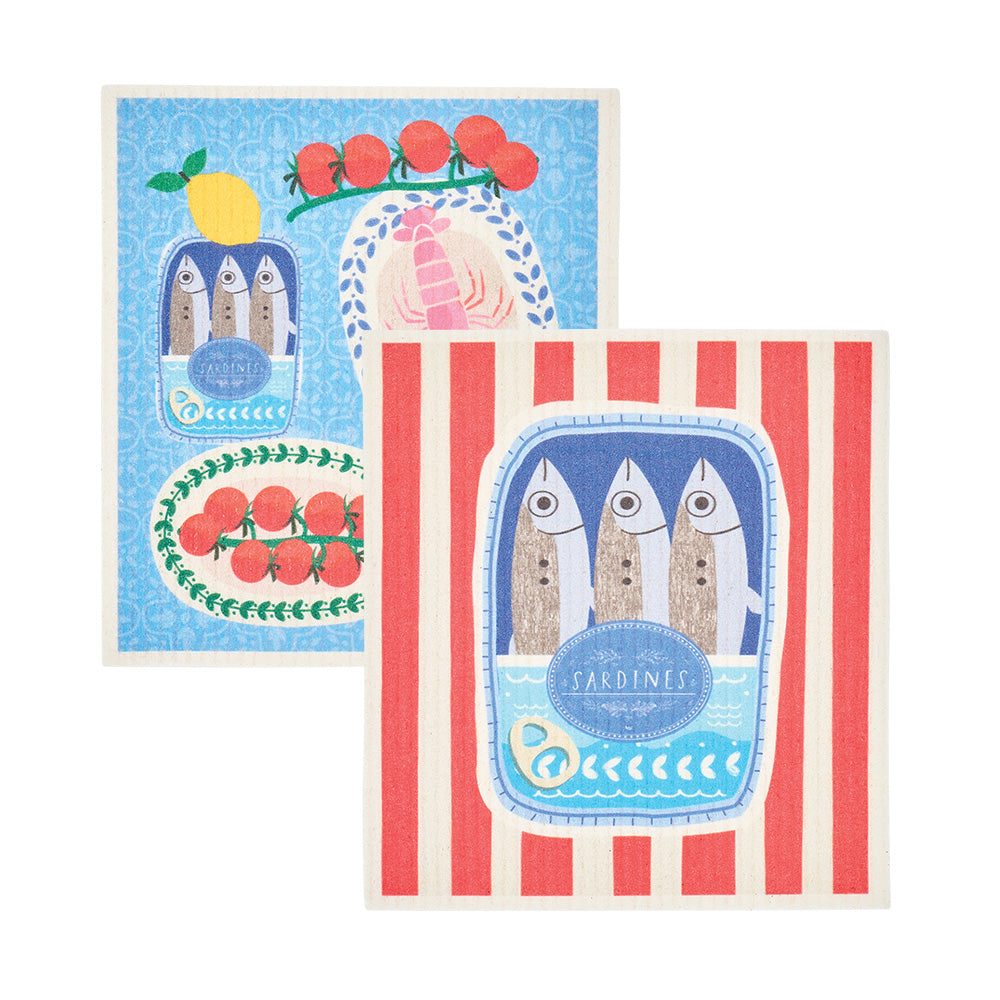 Annabel Trends Swedish Style Dish Cloths 2pc Sardines & Sicily