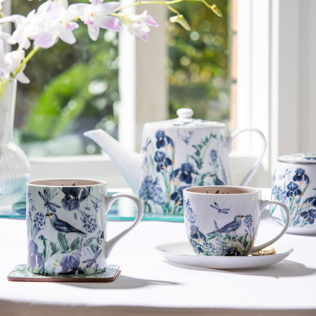 Ashdene Iris Garden White Cup & Saucer