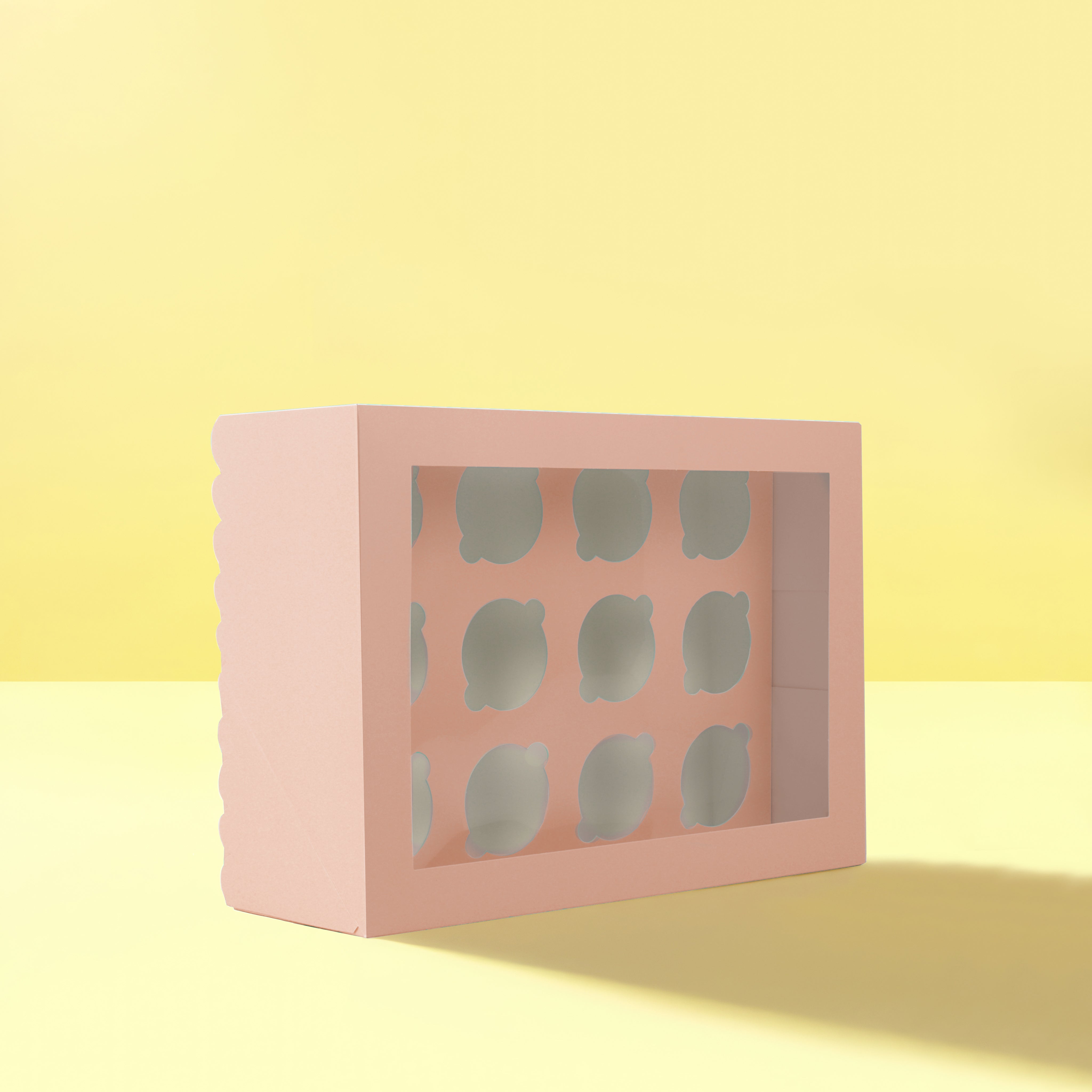 Papyrus Scalloped Tall Cupcake Box 12 Hole Pastel Pink