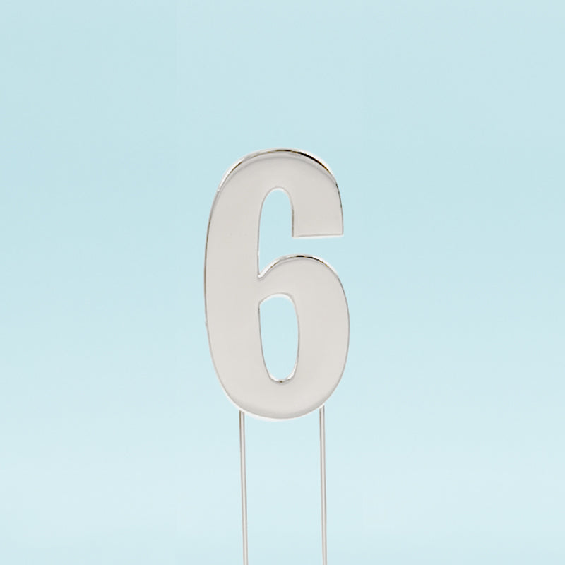 Cake & Candle Bold Cake Topper Number 6 Silver