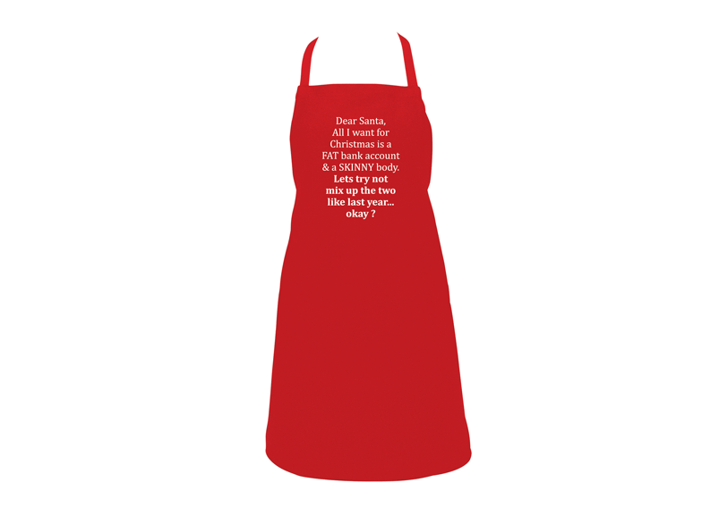 Annabel Trends Christmas Screen Print Apron Fat Skinny