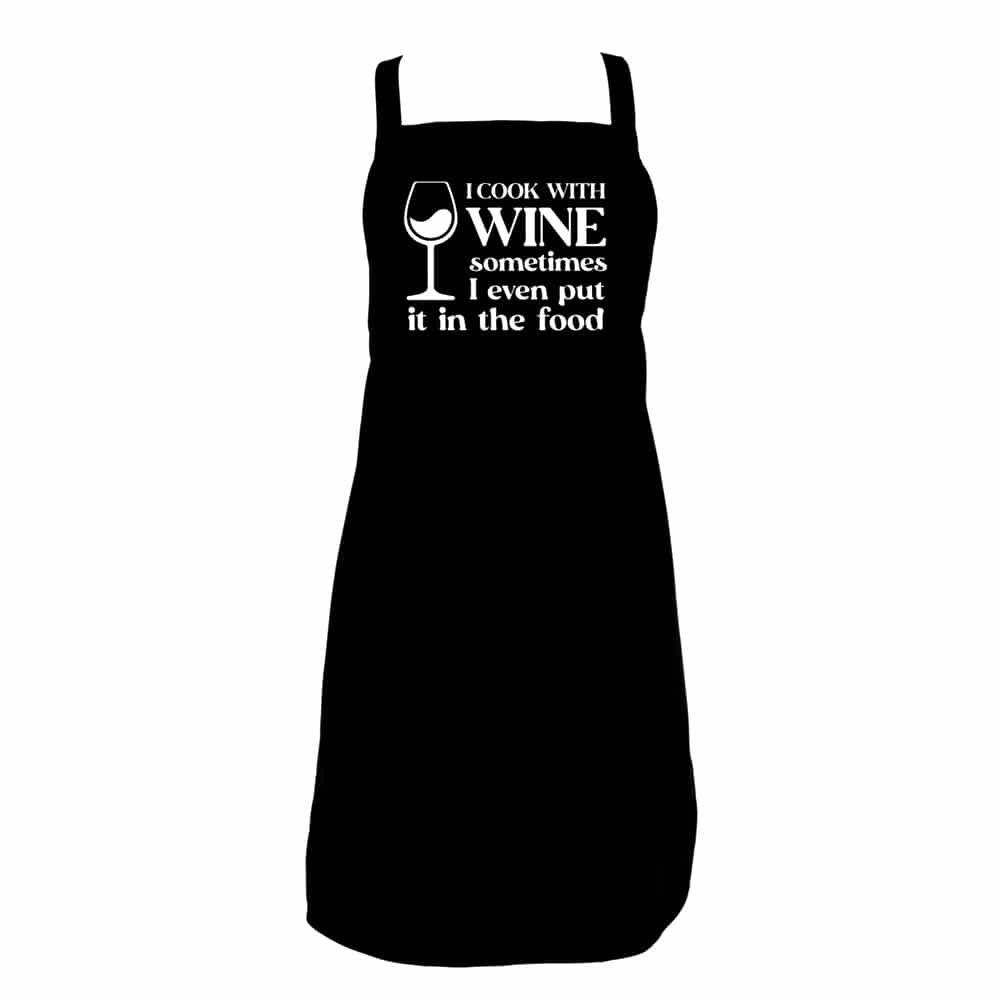 Annabel Trends Screen Print Aprons Cook With Wine