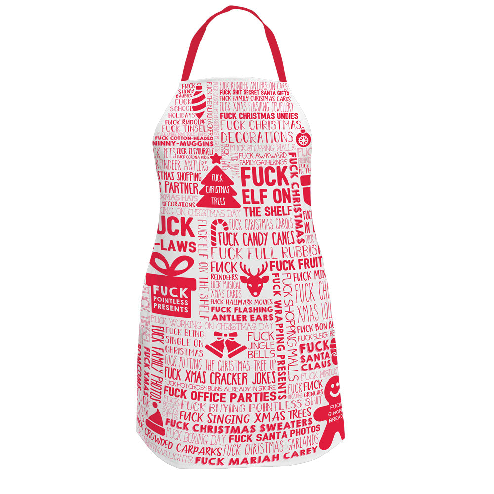 Annabel Trends Screen Print Apron F Word Xmas Red