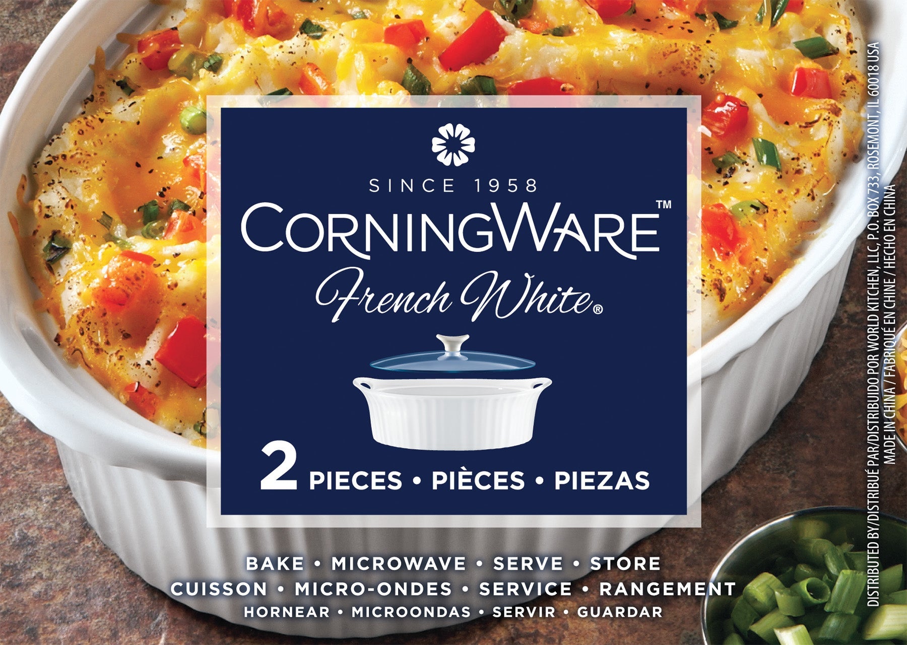 Corningware French White Oval Casserole Dish with Lid (1.4L)