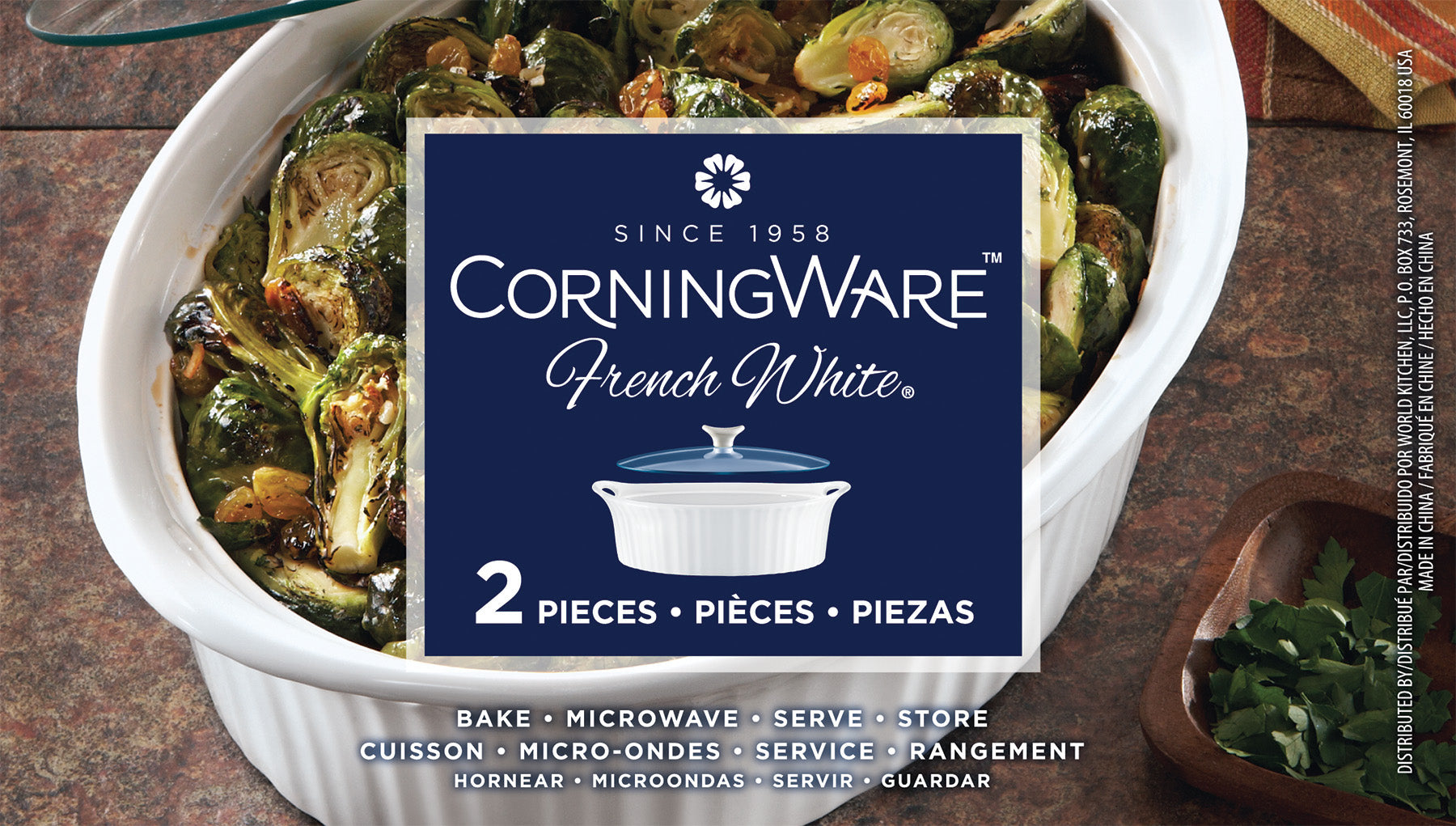 Corningware French White Oval Casserole Dish with Lid (2.35L)