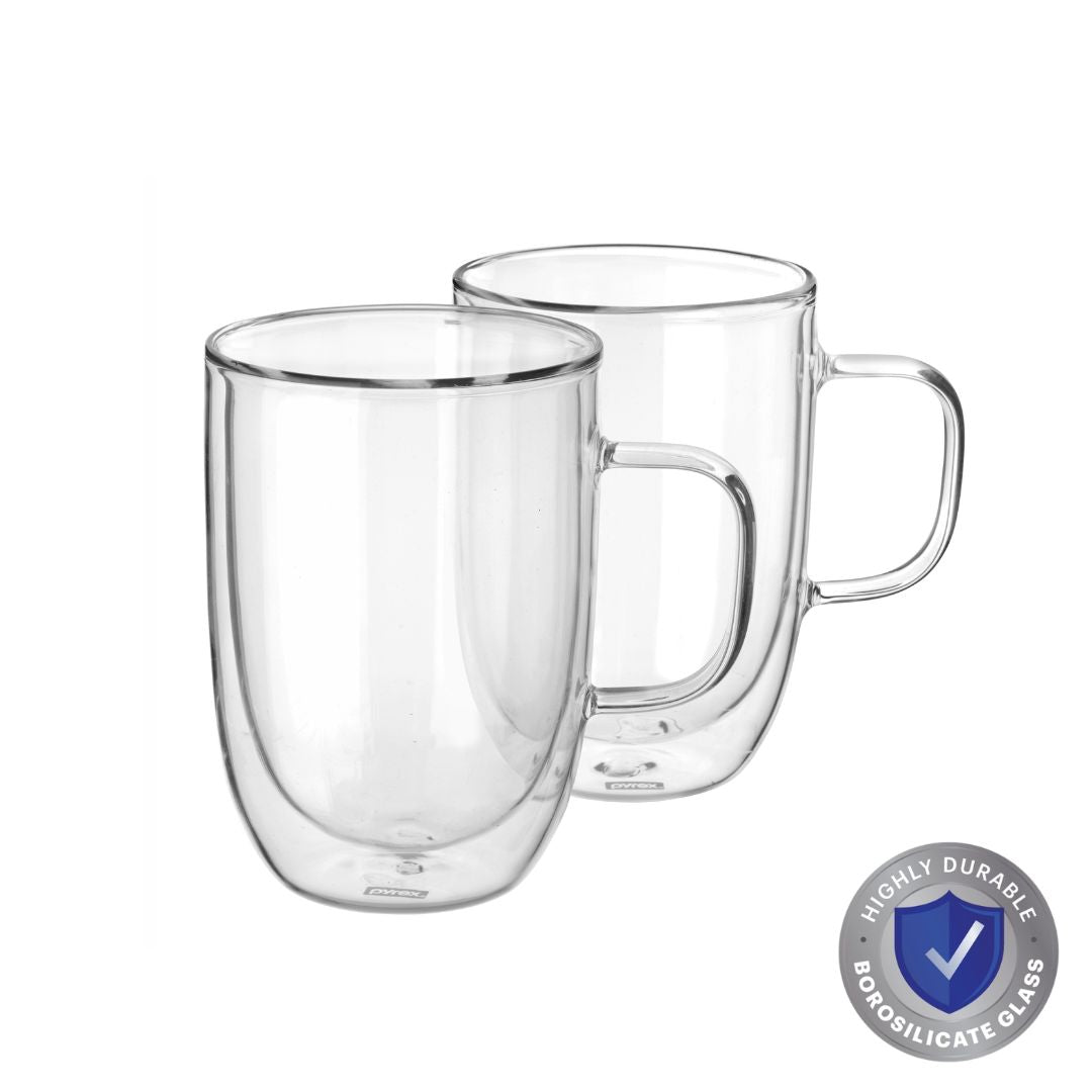Pyrex Double Wall Mug 350mL - 2 Pack