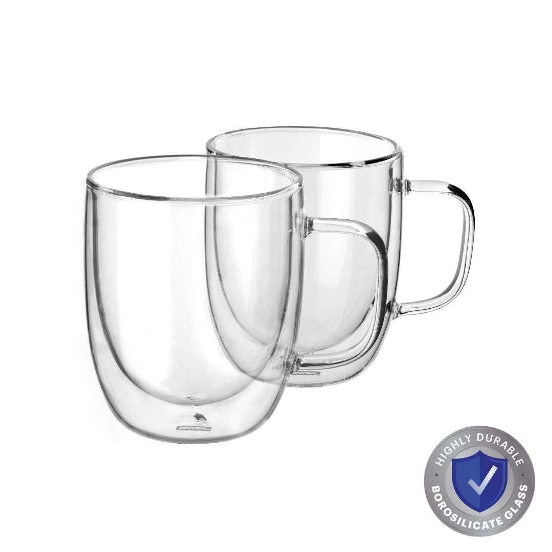 Pyrex Double Wall Mug 250mL - 2 Pack