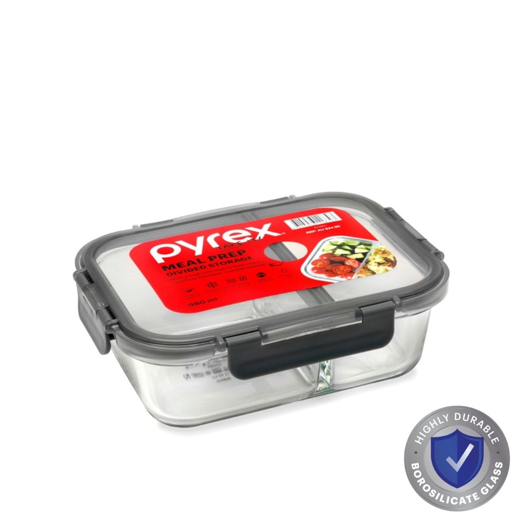 Pyrex Divided Meal Prep Glass Container (980mL)