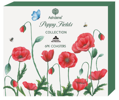 Ashdene Poppy Fields 6pk Coaster