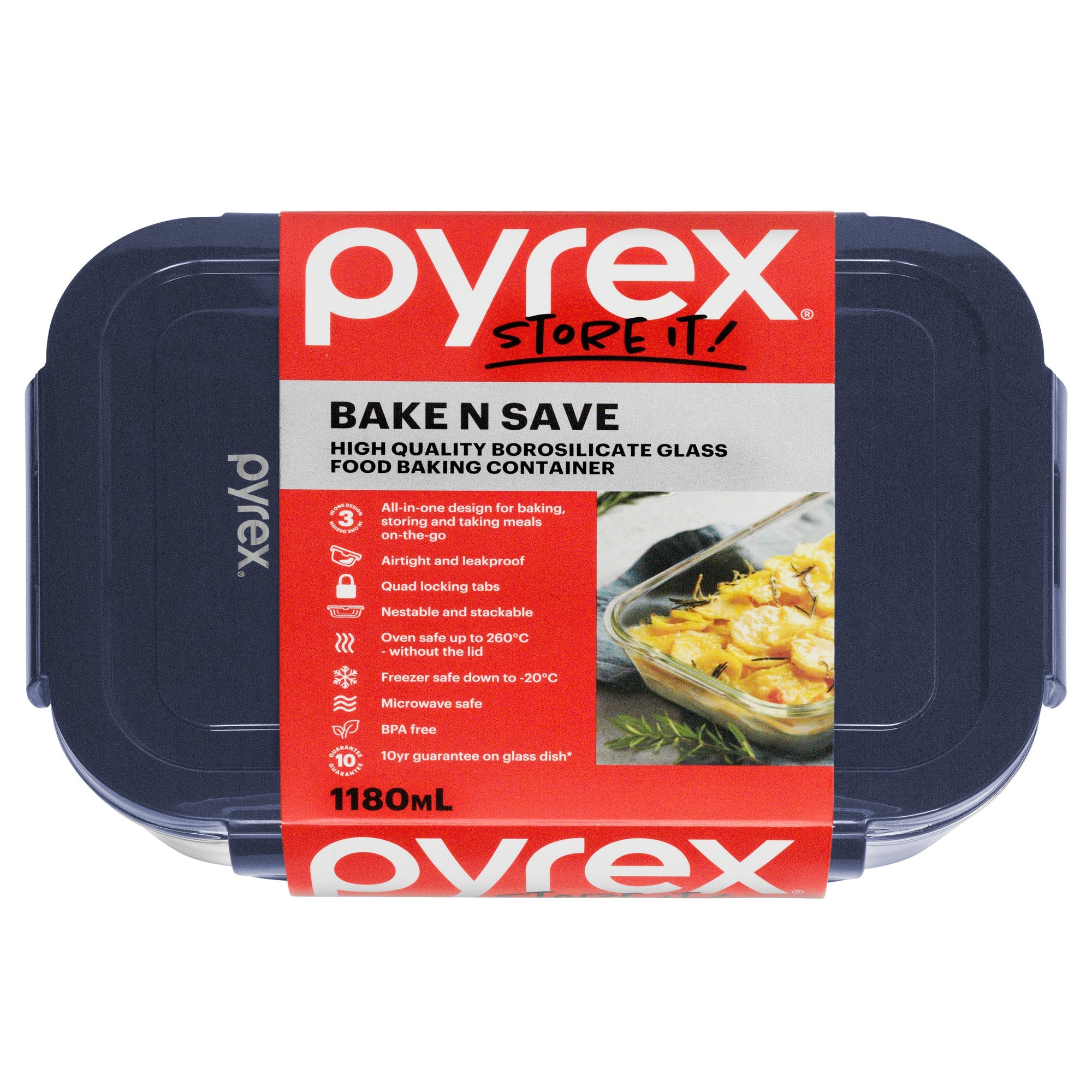 Pyrex Bake N Save Glass Container (1.18L)