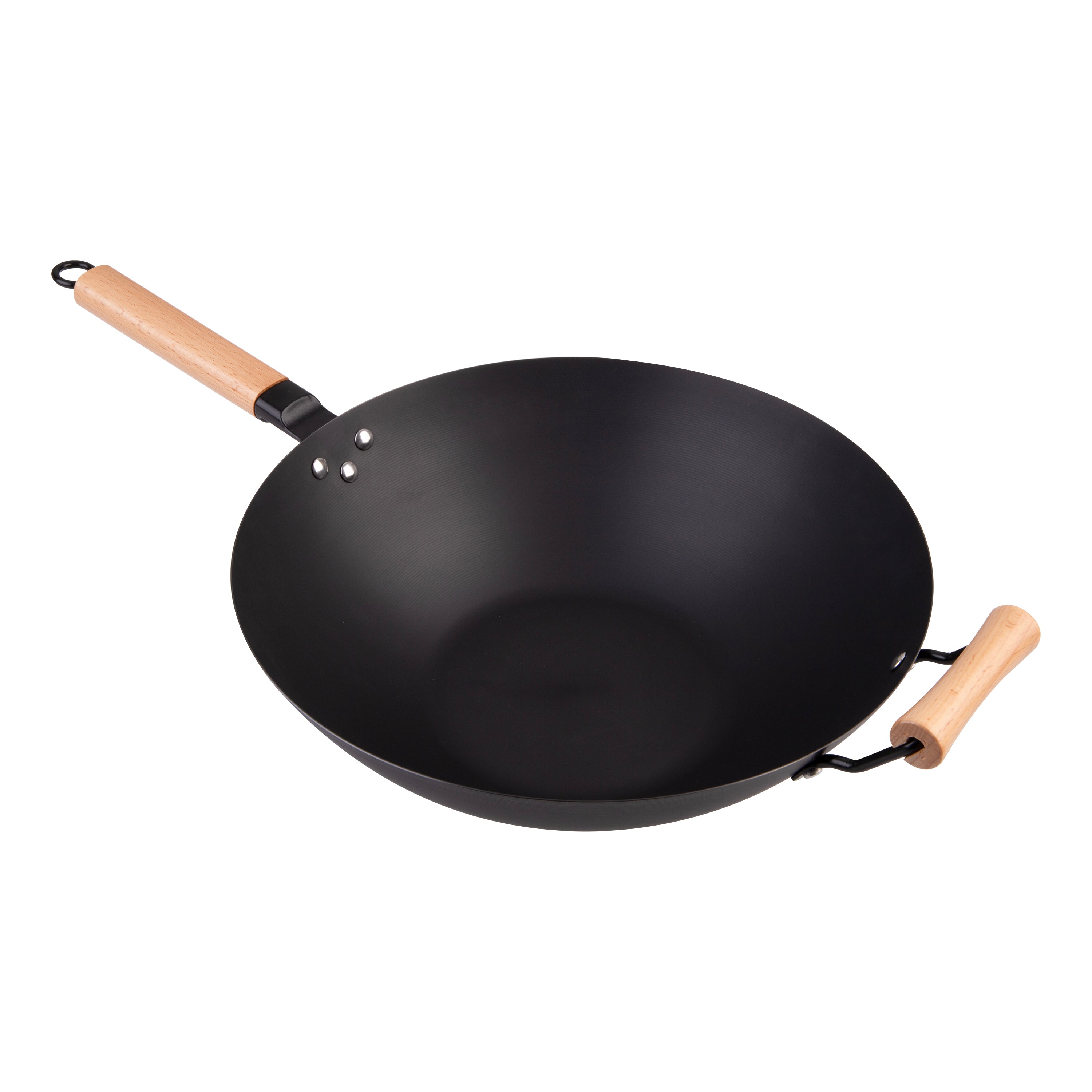 D.Line Black Carbon Steel Pre-Seasoned Wok 35.5 cm