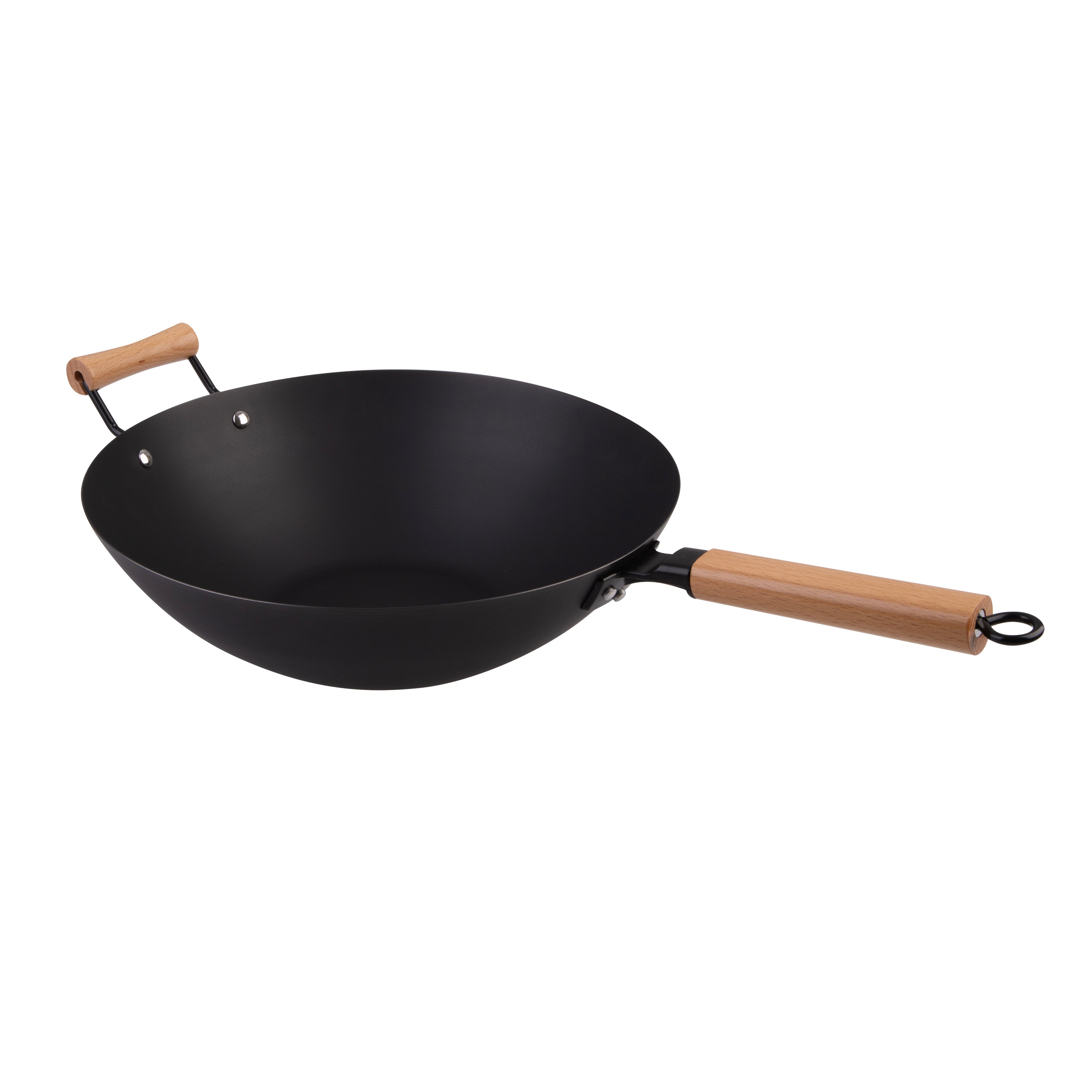D.Line Black Carbon Steel Pre-Seasoned Wok 35.5 cm