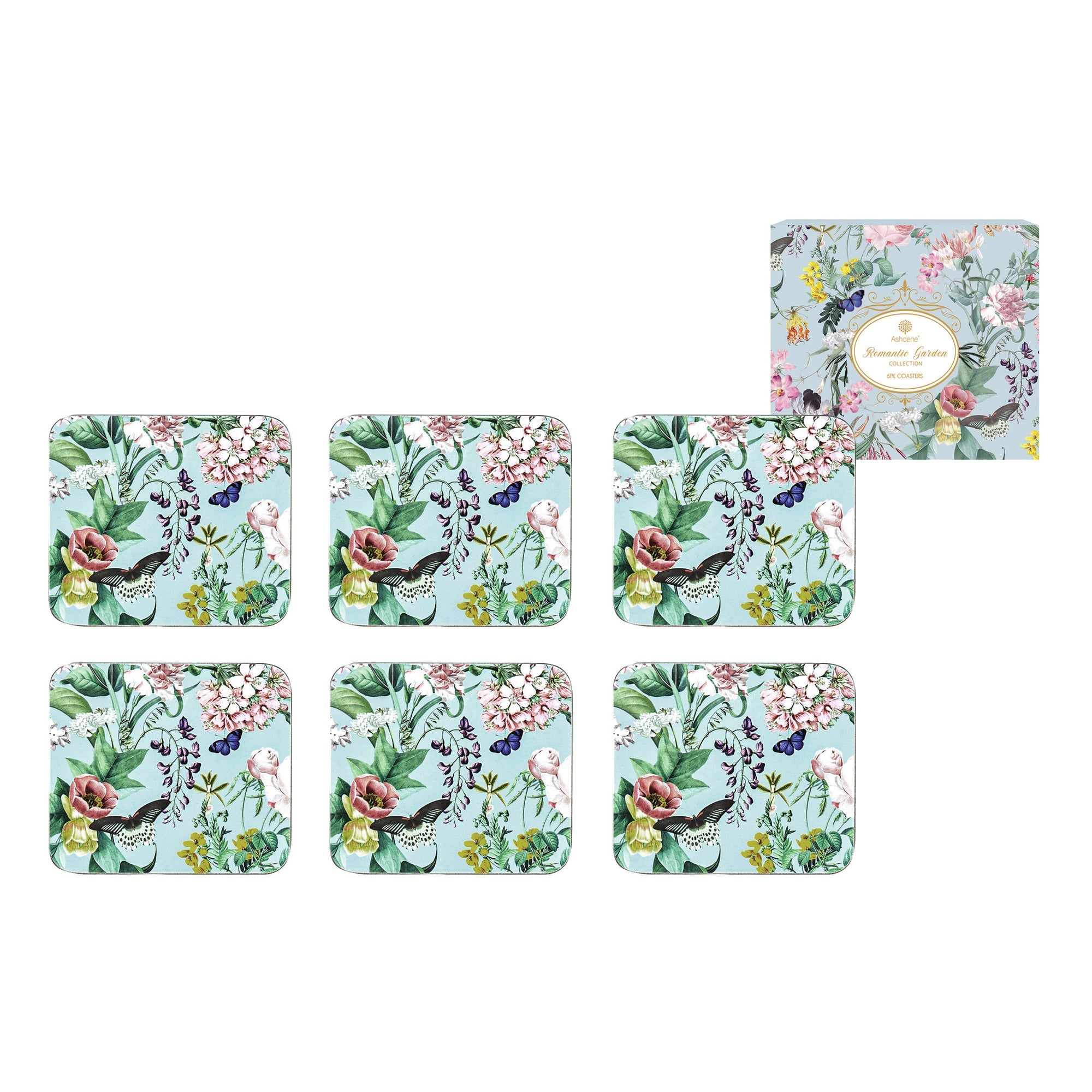 Ashdene Romantic Garden 6pk Coaster