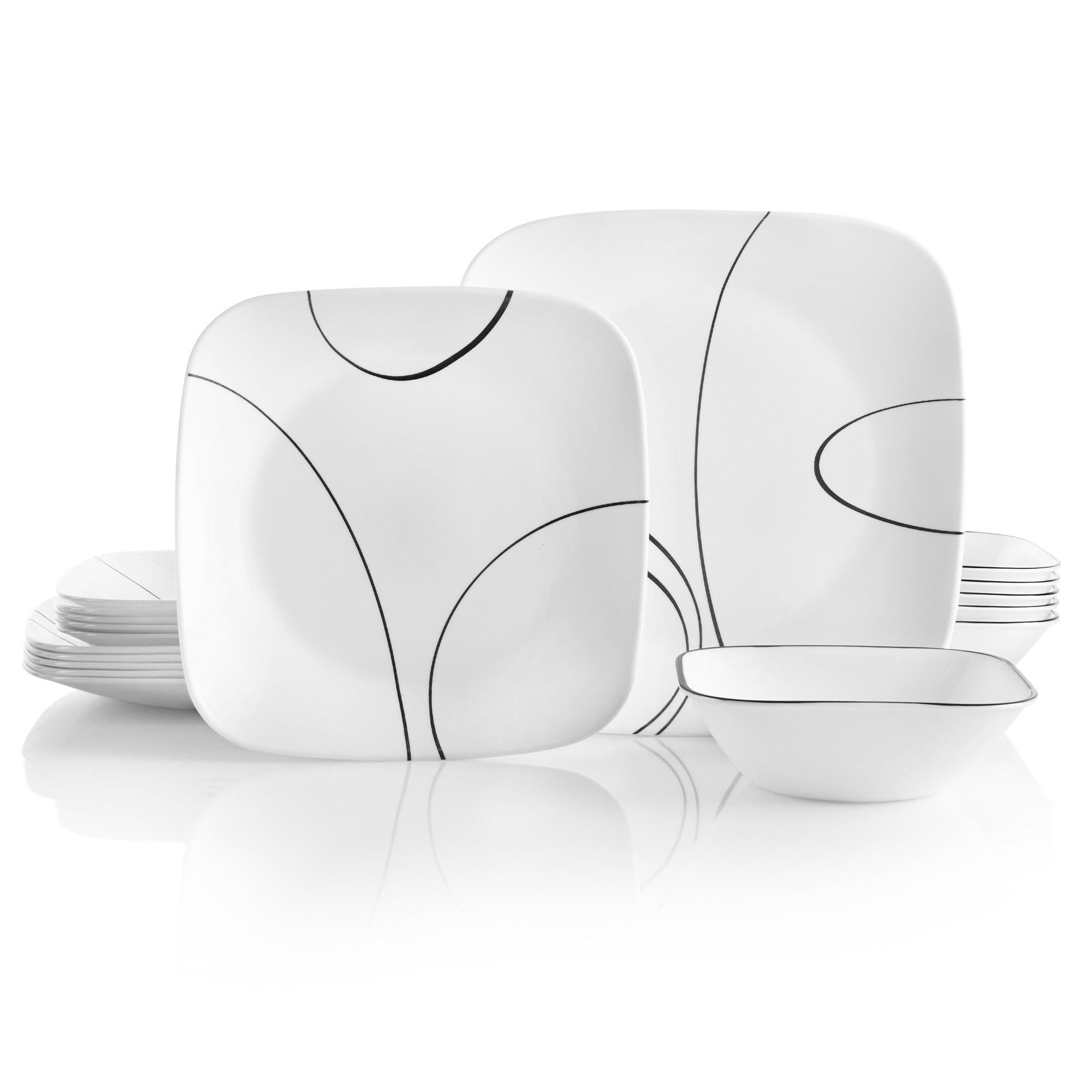 Corelle Simple Lines 18 Piece Dinner Square Set