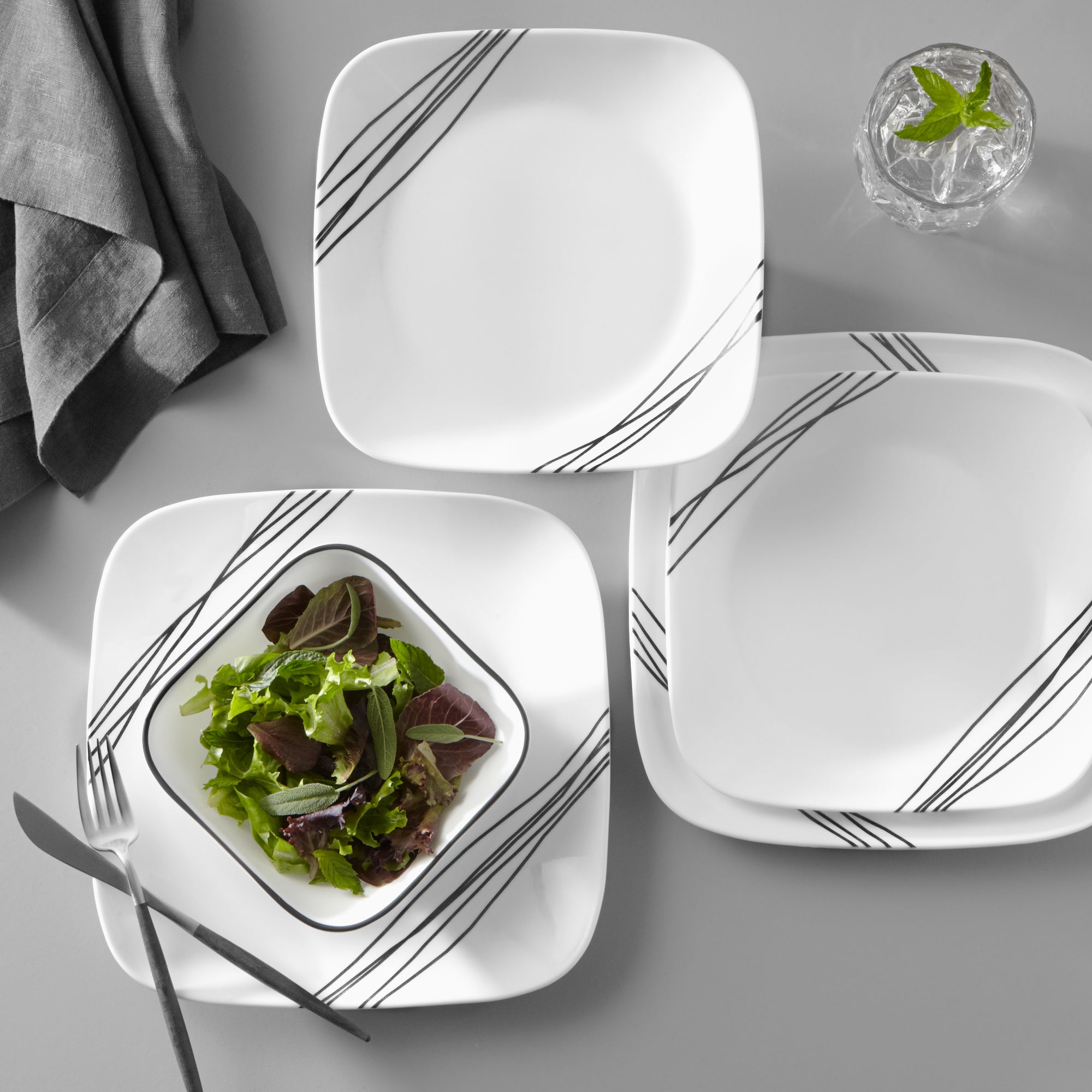Corelle Simple Sketch 12 Piece Dinner Square Set