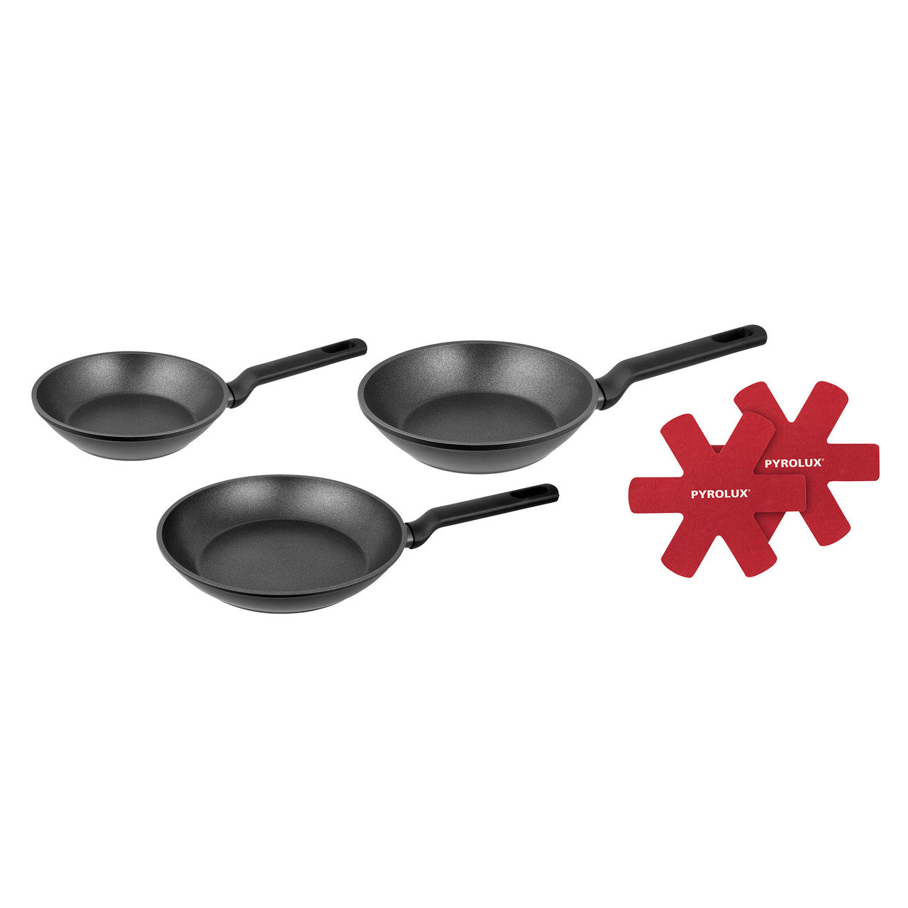 Pyrolux X-TREME 3 Piece Set - 20, 24, 28cm Fry Pans, 2 Pan Protectors