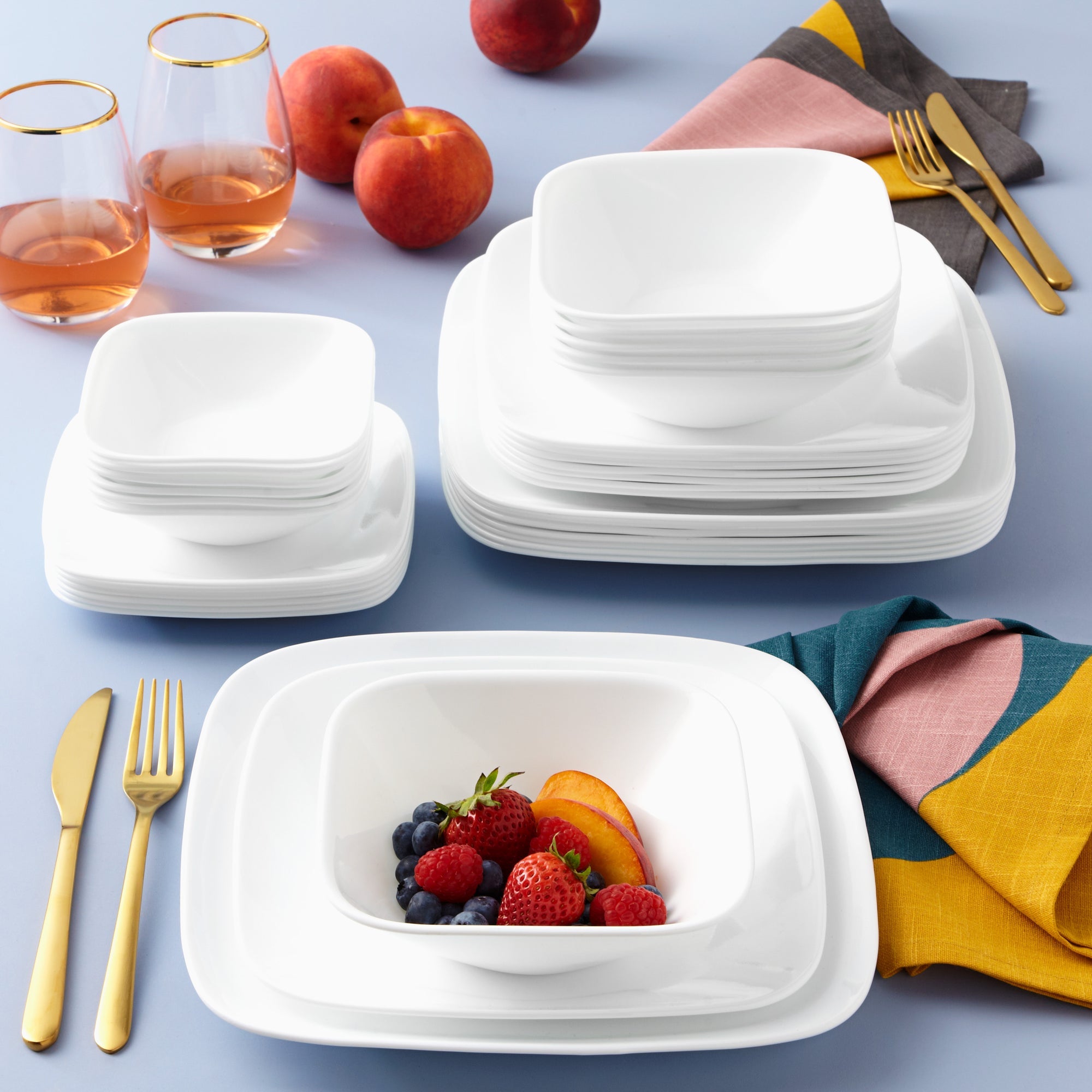 Corelle Pure White 12 Piece Dinner Square Set
