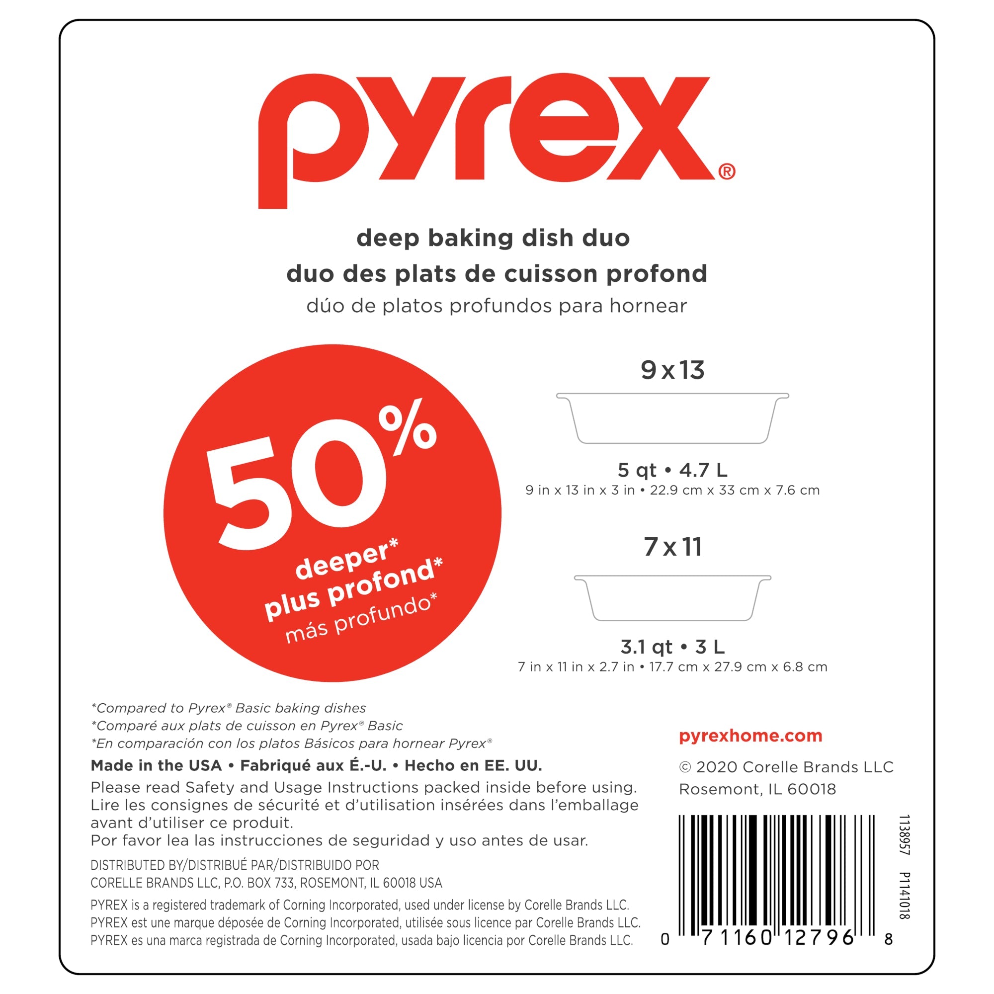Pyrex Deep Dish 2 Piece Set (3L & 4.7L)
