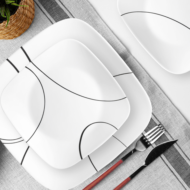 Corelle Simple Lines 18 Piece Dinner Square Set
